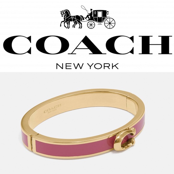 Coach Jewelry - Coach Signature Push Hinged Bangle - Pink/Gold